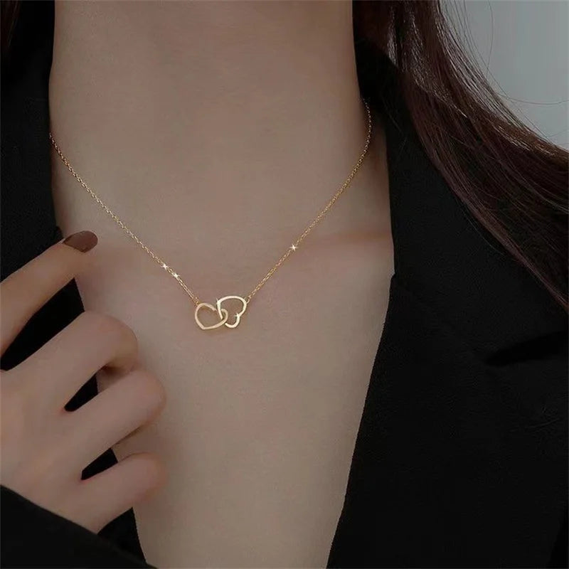 Collana a Doppio Strato con Pendente a Cuore